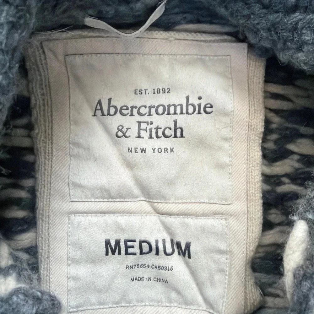 Abercrombie Fitch Y2K Muscle Nordic Fair Isle Sweater Mens M Gray Wool Cashmere